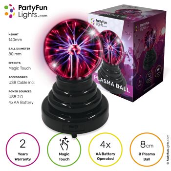 Compra Mini sfera al plasma 3,5 - USB - Batteria - PartyFunLights  all'ingrosso