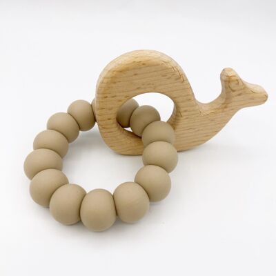 Teether whale light taupe