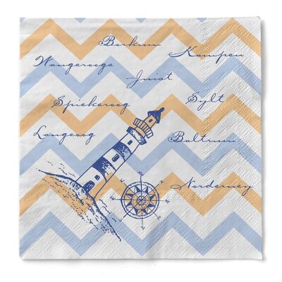 Serviette Maritim in Blau aus Tissue 33 x 33 cm, 3-lagig, 100 Stück