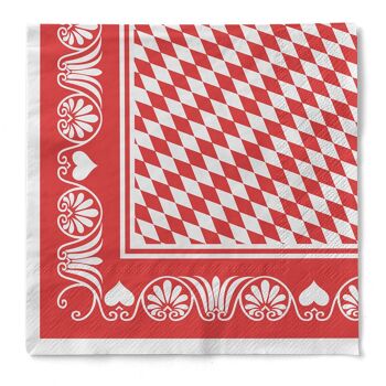 Serviette Bavaria en rouge en tissu 33 x 33 cm, 3 plis, 100 pièces 1