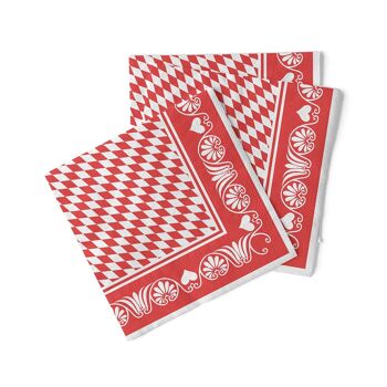 Serviette Bavaria en rouge en tissu 33 x 33 cm, 3 plis, 100 pièces 3