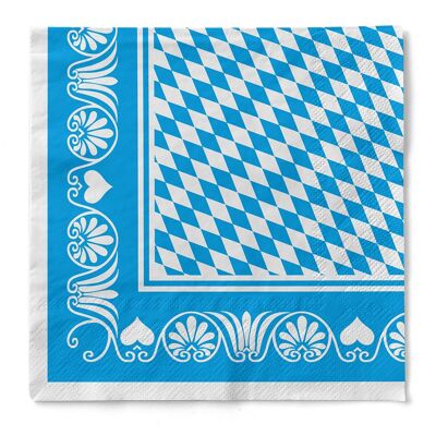 Serviette Bavaria in Blau aus Tissue 33 x 33 cm, 3-lagig, 100 Stück