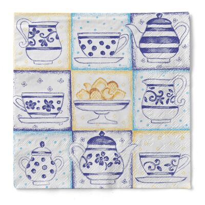 Servilleta Cookie en azul de tejido 33 x 33 cm, 3 capas, 100 piezas