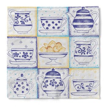 Serviette Cookie en bleu en tissu 33 x 33 cm, 3 plis, 100 pièces 1