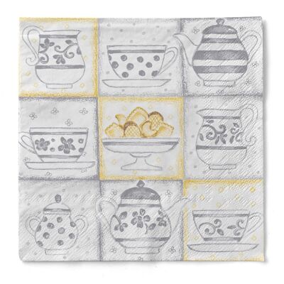 Servilleta Cookie en gris de tejido 33 x 33 cm, 3 capas, 100 piezas