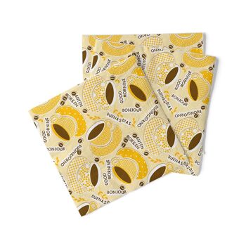Serviette Kaffee Ole en jaune-orange en tissu 33 x 33 cm, 3 plis, 100 pièces 2