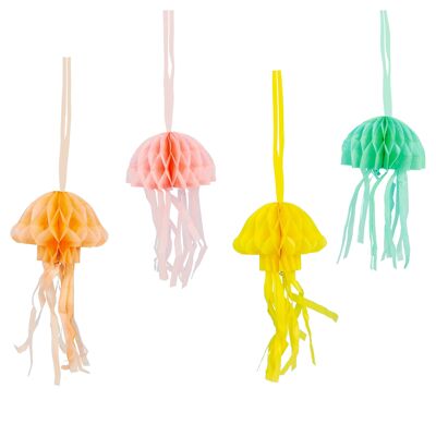 Decoraciones de medusas para fiesta de sirena - Paquete de 8