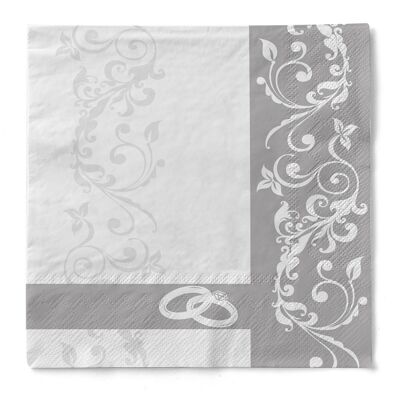 Serviette de table de mariage en argent en tissu 33 x 33 cm, 3 plis, 100 pièces