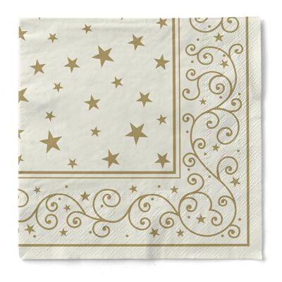 Christmas napkin Liam in champagne made of Tissue Deluxe®, 4-ply, 40 x 40 cm, 50 pieces
