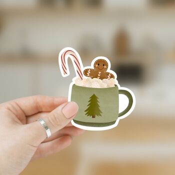 Sticker Christmas Hot Chocolate Vinyl - Sticker Christmas Mug Kiss Cut 2