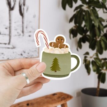 Sticker Christmas Hot Chocolate Vinyl - Sticker Christmas Mug Kiss Cut 4