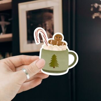 Sticker Christmas Hot Chocolate Vinyl - Sticker Christmas Mug Kiss Cut 6