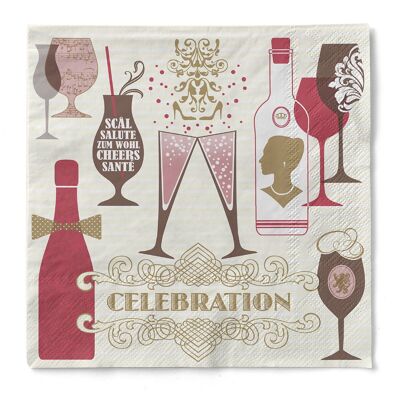 Servilleta de celebración en champán burdeos de tejido 33 x 33 cm, 3 capas, 100 piezas