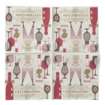 Serviette de fête en champagne bordeaux en tissu 33 x 33 cm, 3 plis, 100 pièces 2