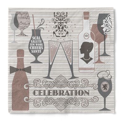 Serviette de table Celebration gris-rose en tissu 33 x 33 cm, 3 plis, 100 pièces
