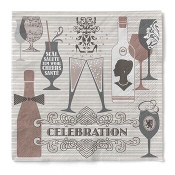 Serviette de table Celebration gris-rose en tissu 33 x 33 cm, 3 plis, 100 pièces 1