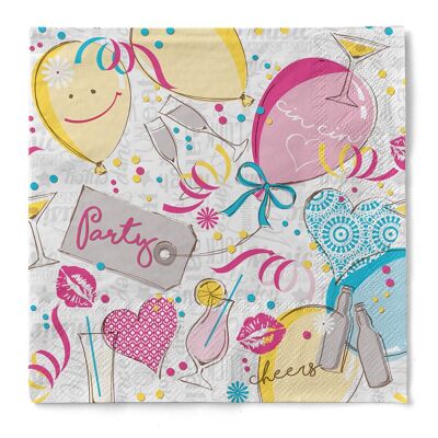 Serviette Ballons aus Tissue 33 x 33 cm, 3-lagig, 100 Stück