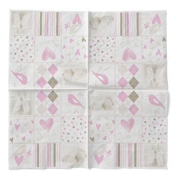Serviette bébé en tissu rose, 33 x 33 cm, 3 plis, 100 pièces 2