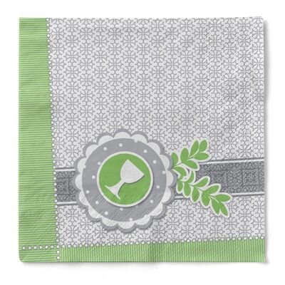 Gobelet à serviettes colombe verte en tissu 33 x 33 cm, 3 plis, 100 pièces