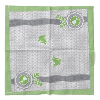Gobelet à serviettes colombe verte en tissu 33 x 33 cm, 3 plis, 100 pièces 2
