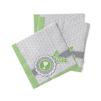 Gobelet à serviettes colombe verte en tissu 33 x 33 cm, 3 plis, 100 pièces 3