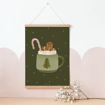 Poster Mug Chocolat Chaud de Noël Pain d'Épices - Décoration Murale Mug de Noël 2