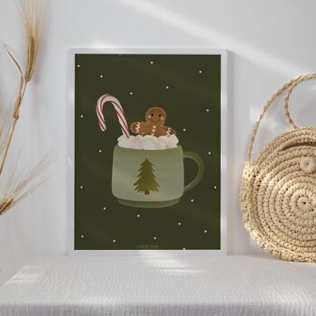 Poster Mug Chocolat Chaud de Noël Pain d'Épices - Décoration Murale Mug de Noël 3