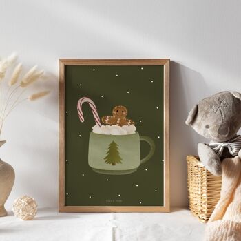 Poster Mug Chocolat Chaud de Noël Pain d'Épices - Décoration Murale Mug de Noël 4