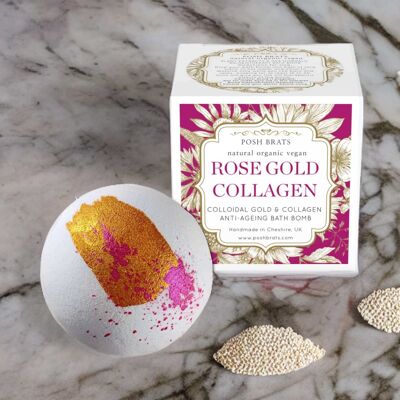 Rose Gold Collagen Colloidal Gold Anti-Ageing Aromatherapy Bath Bomb VEGAN