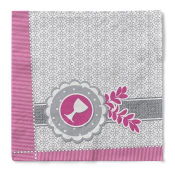Gobelet à serviettes colombe rose en tissu 33 x 33 cm, 3 plis, 100 pièces 1