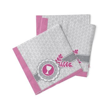 Gobelet à serviettes colombe rose en tissu 33 x 33 cm, 3 plis, 100 pièces 2
