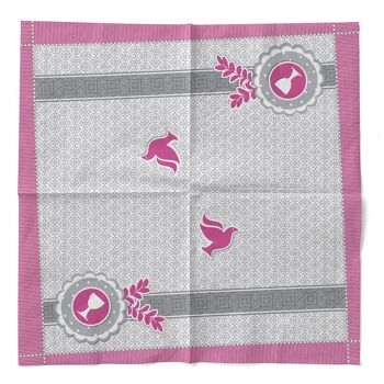 Gobelet à serviettes colombe rose en tissu 33 x 33 cm, 3 plis, 100 pièces 3