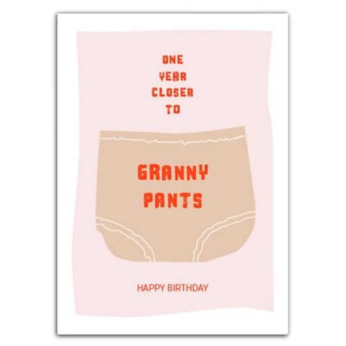Postkarte Granny Pants mit Neondruck