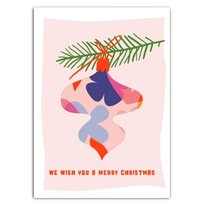 We wish you a merry christmas neon print postcard