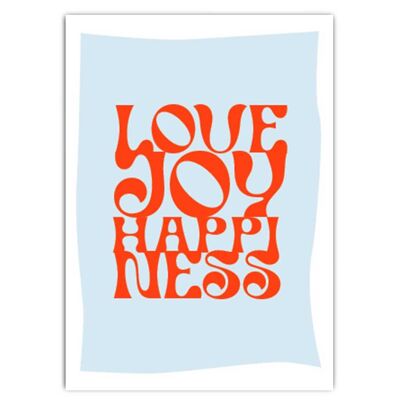 Love Joy Happiness, neon print postcard