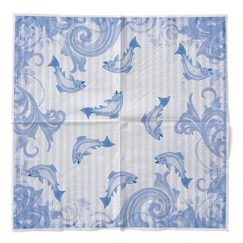 Serviette poisson bleu en tissu 33 x 33 cm, 100 pièces 3