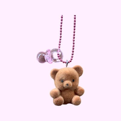 Pop Cutie 90's Babies Binky Bear Kids Necklace Brown