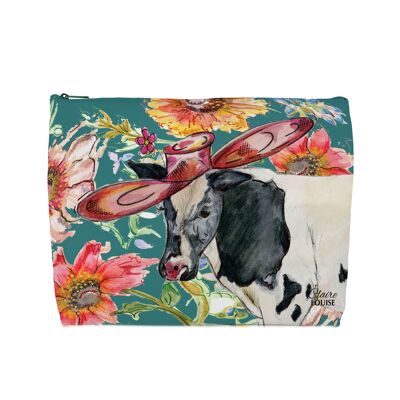 Large Wash Bag - Cottage Floral Cow