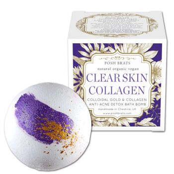 Clear Skin Collagen Colloidal Gold Anti-Acne Bath Bomb VEGAN 2