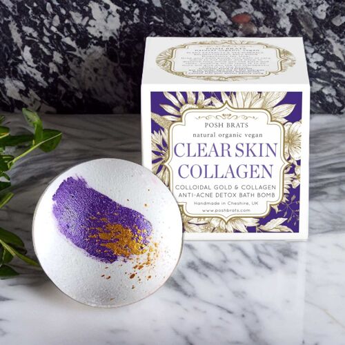 Clear Skin Collagen Colloidal Gold Anti-Acne Bath Bomb VEGAN