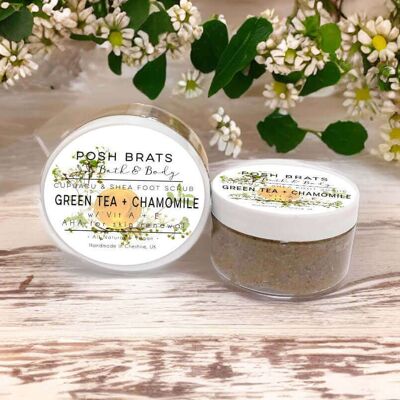 Green Tea + Chamomile Cupuacu Shea Butter AHA Foot Scrub VEGAN