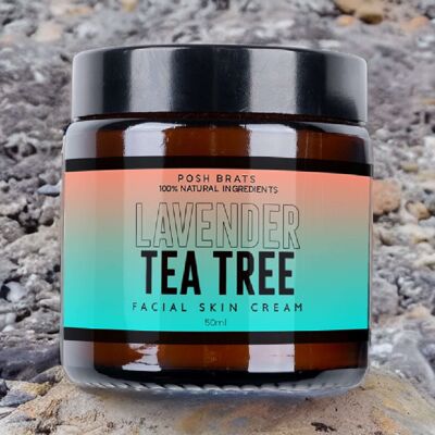 Crema facial de aromaterapia para piel clara de árbol de té de lavanda VEGANO