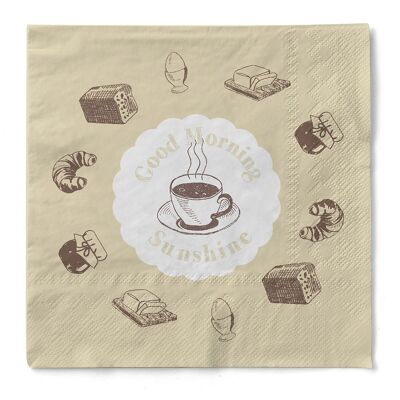 Serviette Sunshine in Braun-Creme aus Tissue 33 x 33 cm, 3-lagig, 100 Stück