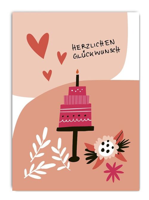 Postkarte Serie Pastellica Herzlichen Glückwunsch