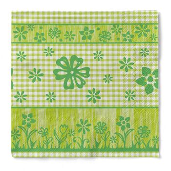Serviette Joni en vert en tissu 40 x 40 cm, 3 plis, 100 pièces 1
