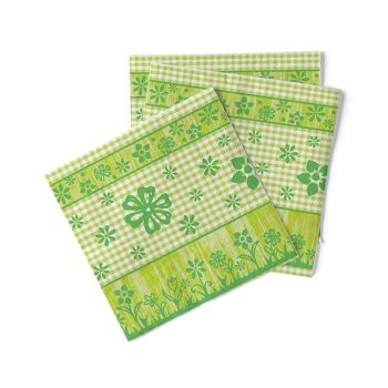 Serviette Joni en vert en tissu 40 x 40 cm, 3 plis, 100 pièces 2