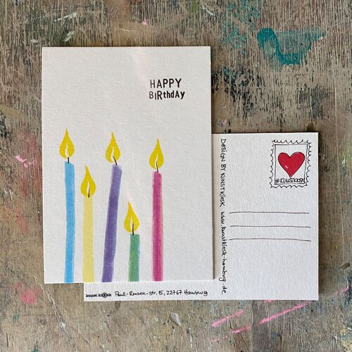 Postkarte "Happy Birthday Kerzen"
