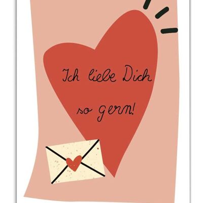 Postkarte Serie Pastellica // Ich liebe Dich so gern