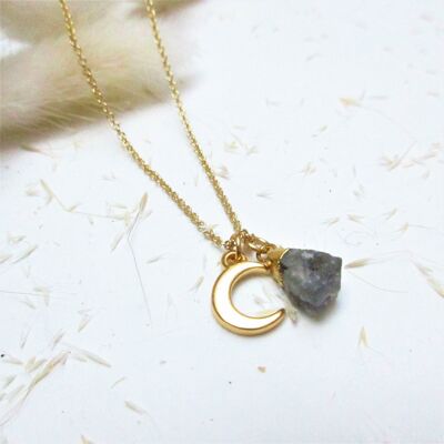 Raw stone necklace labradorite and its moon