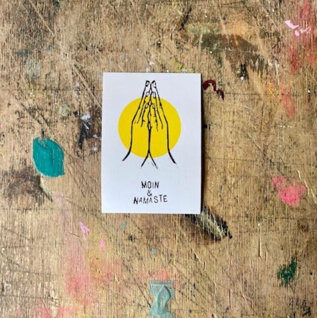 Adesivo "MOiN & NAMASTE" adesivo per esterni per laptop, auto, cellulari, 52x74 cm